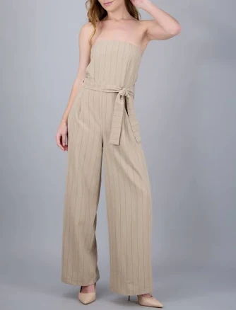 Striped Strapless Jumpsuit