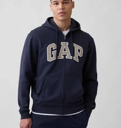 Men's Adult Gap Vintagesoft Arch Logo Full-Zip Black Hoodie