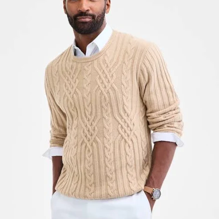 Club Room Men's Mixed Cable-Knit Crewneck Sweater