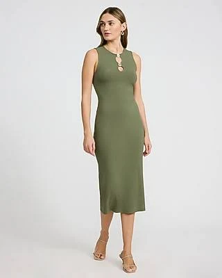 Express Women's Ribbed Knit Cutout Midi Dress