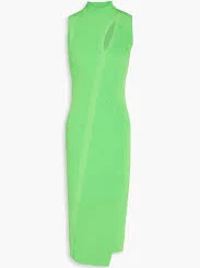 Cutout ribbed-knit midi dress