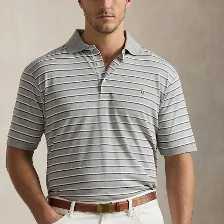 Ralph Lauren Men's Big & Tall Striped Soft Cotton Polo Shirt