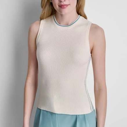 DKNY Women's Sleeveless Crochet Sweater