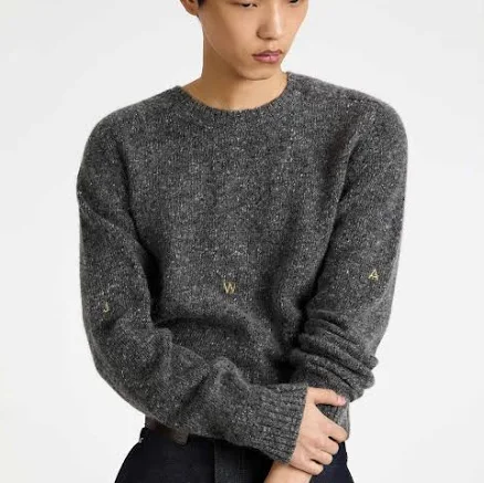 Men's Sleeve Embroidered Crew Neck Jumper