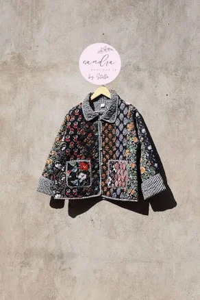Handcrafted Cotton Quilted Patchwork Boho Floral Reversible Jacket