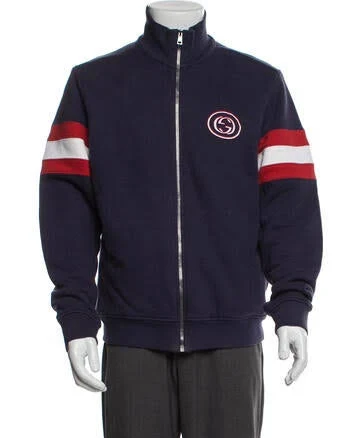 Gucci Interlocking G Logo Bomber Jacket in Blue/Purple, Men's XL