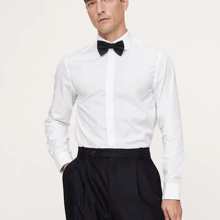 Banana Republic Men's Slim-Fit Cotton Poplin Tuxedo Shirt with Cutaway Collar