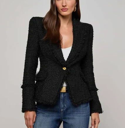 L'AGENCE Women's Kaisley Frayed Waffle Tweed Blazer