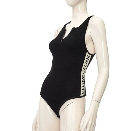 Celine Women's Athletic Knit Zipped Bodysuit