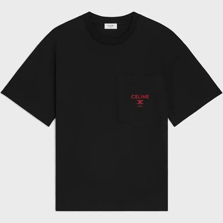 CELINE Men's Cotton Jersey T-shirt with Contrasting Logo on the Front