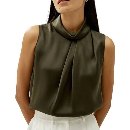 Lilysilk Women's Asymmetrical Sleeveless Cowl Neck Silk Top