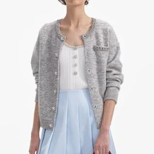 self-portrait Grey Melange Cardigan