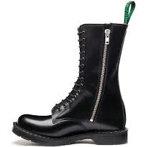Black Hi-Shine 14 Eye Zip Derby Boot