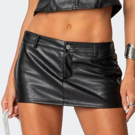 Edikted Women's Frances Low-Rise Faux Leather Mini Skort