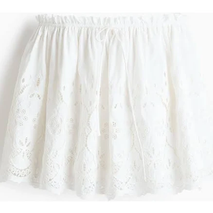 H&M Ladies Eyelet-Embroidered Drawstring Skirt