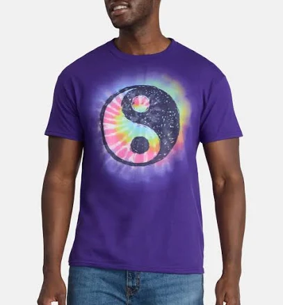 Humor Men's Yin Yang Tie Dye Graphic Tee