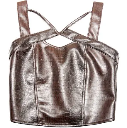 CHESTNUT CROC VEGAN LEATHER BUSTIER XS
