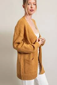 Solid Argyle Cardigan Camel