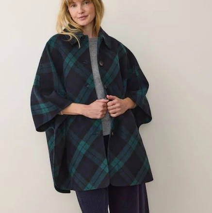 Marine Layer Women's Colette Plaid Wool Cape Coat