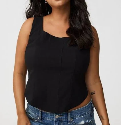 Women's Torrid Zip-Up Corset Top in Black