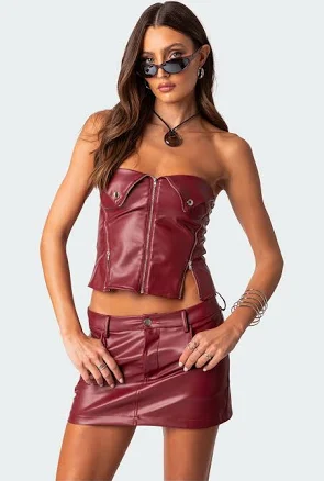 Edikted Women's Sam Faux Leather Zip Corset