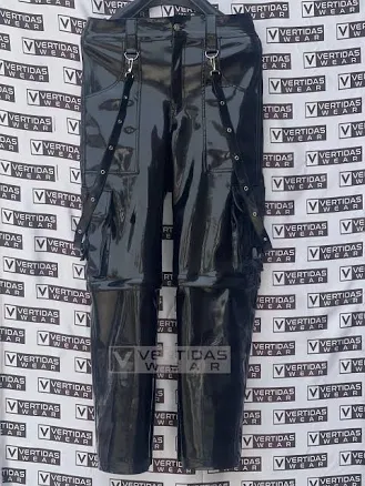 Gothic PVC Harness Pants with Buckle Strap