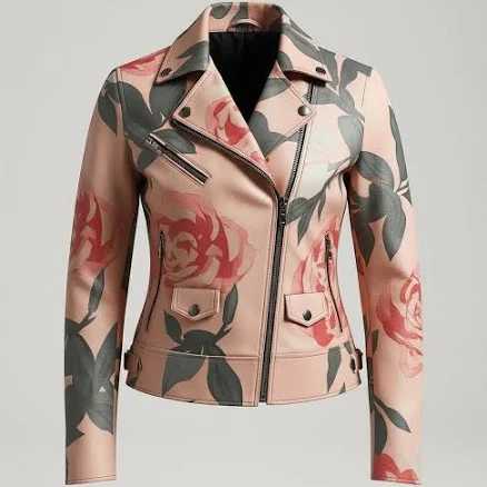 Floral Leather Biker Jacket