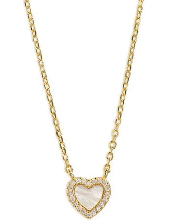 Argento Vivo Women's Sterling Silver Pavé Mother-of-Pearl Heart Pendant Necklace