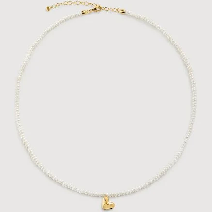 Monica Vinader Heart Mini Pearl Necklace