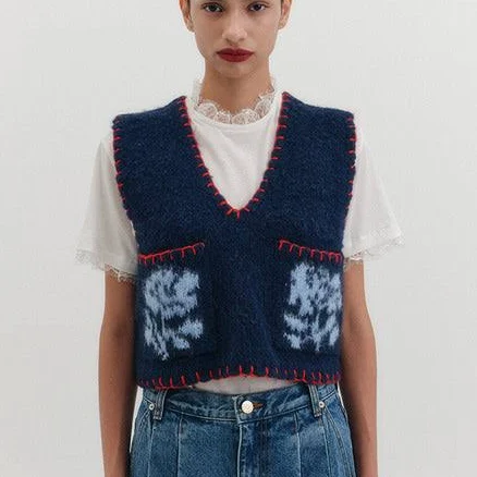 EENK Floral Jacquard Knitwear Vest