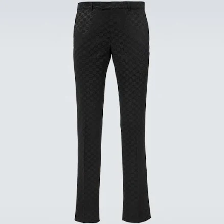 Gucci Men, GG cotton-blend straight pants, Black, US 28, Pants