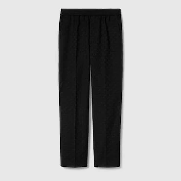 GUCCI GG Cotton Blend Canvas Pant, Size 46, Black
