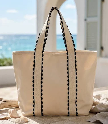 Karen Kane Women's Contrast Trim Canvas Tote Bag