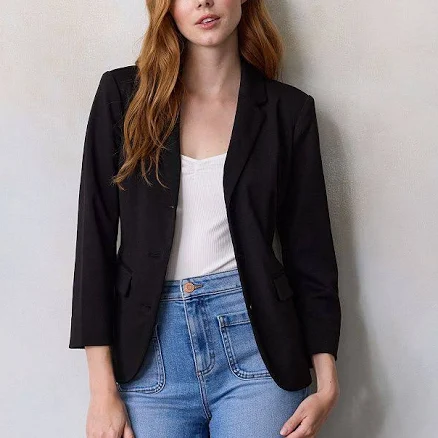 Women's LC Lauren Conrad Hourglass Ponte Blazer, Size: XS, Black