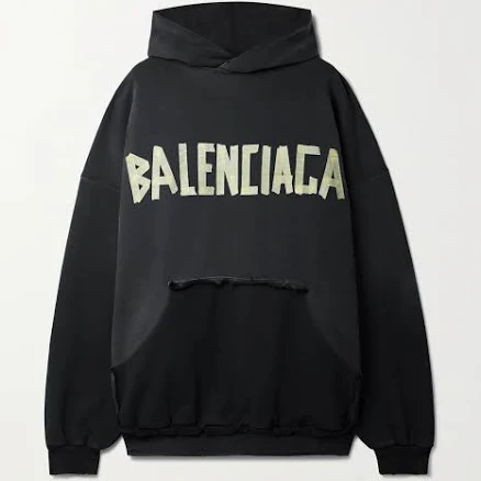 Balenciaga Men's Oversized Distressed Tape-Logo Hoodie
