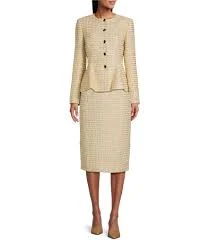Preston & YorkQuinn Round Neckline Long Sleeve Tinsel Tweed Jacket & Atlas Pencil Tinsel Tweed Skirt