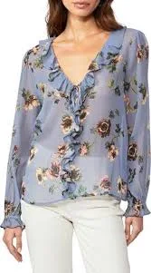 Karin Floral Sheer Silk Blouse
