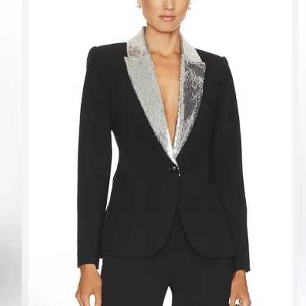 L'AGENCE Women's Clementine Sequin-Lapel Blazer
