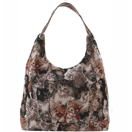 Signare USA Women's Cat Hobo Handbag Shoulder Bag