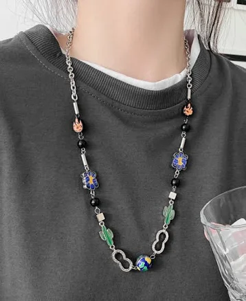 ATEEZ Kpop Cactus Flower Flame Earth Necklace