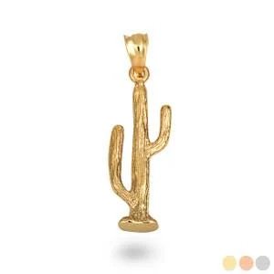 Claddagh Gold Desert Cactus Flower Plant Pendant Necklace