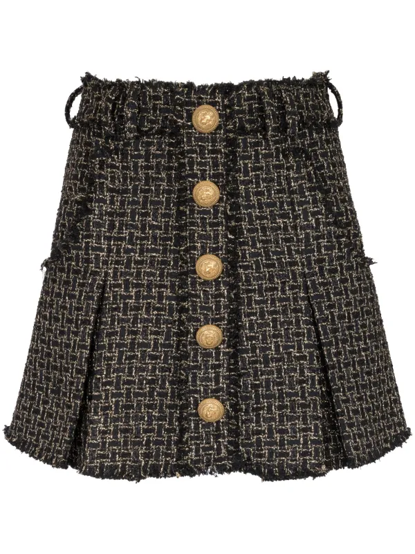 Tweed Pleated Mini Skirt
