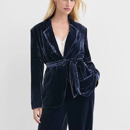 Loft Women's Velvet Belted Modern Blazer