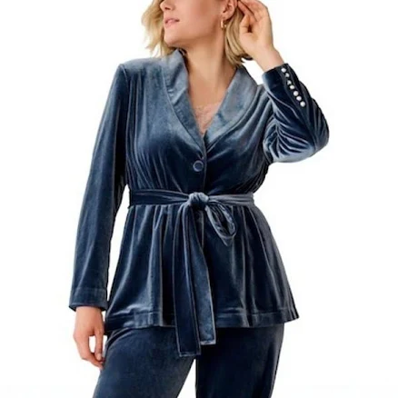 ellos Women's Velvet Belted Blazer