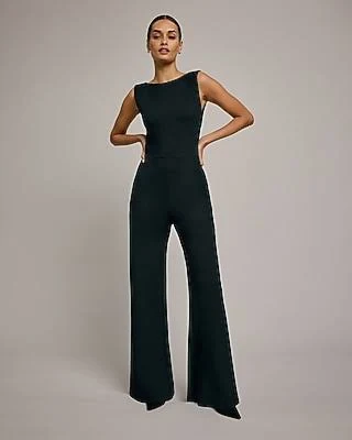 Express Women's Signature Ponte Boat Neck Wide Leg Jumpsuit