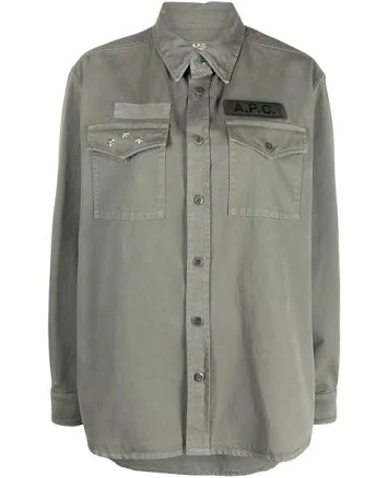 A.p.c. Logo-patch Shirt Jacket - Green