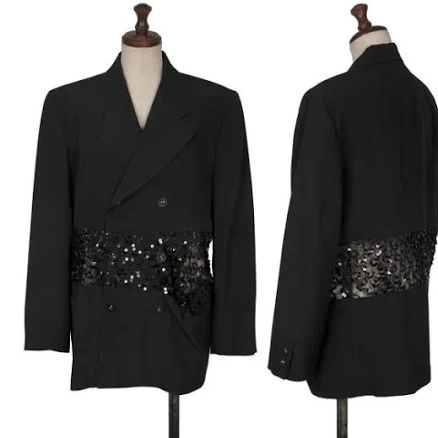 COMME des GARCONS See-through Sequins Switching Jacket Black S second hand / selling