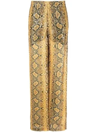 Gcds Women's Sequin-Embellished Snakeskin-Print Trousers