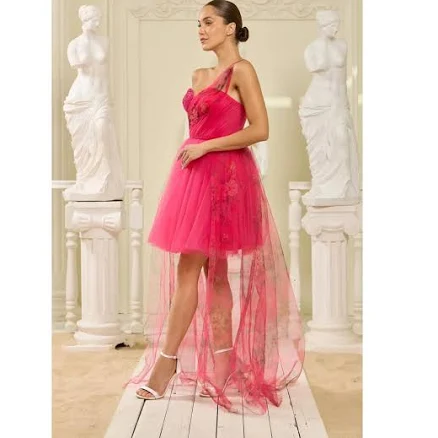 Tulle Mini Dress with Beaded Corset and Removable Overskirt