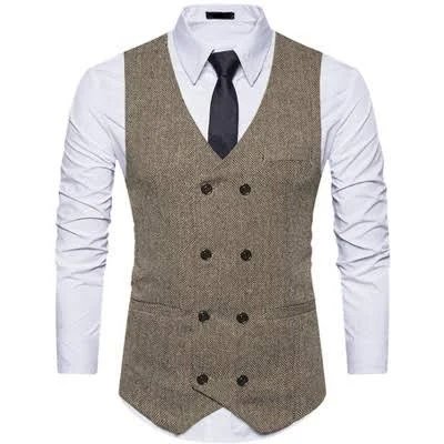 Lars Amadeus Men's Double Breasted Slim Fit Prom Vest